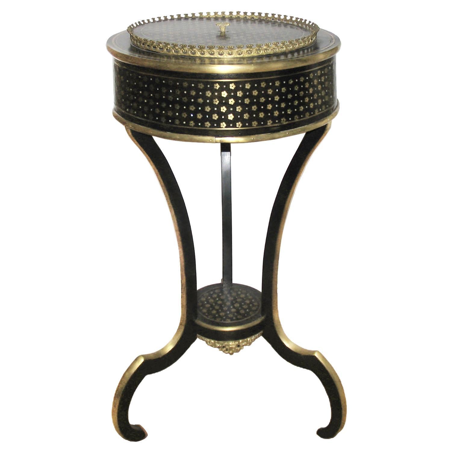 19th Century French Napoleon III Round Tripod Boulle Jardinière with Cover For Sale