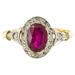 19th Century French Napoleon III Ruby Diamond 18 Karat Gold Ring