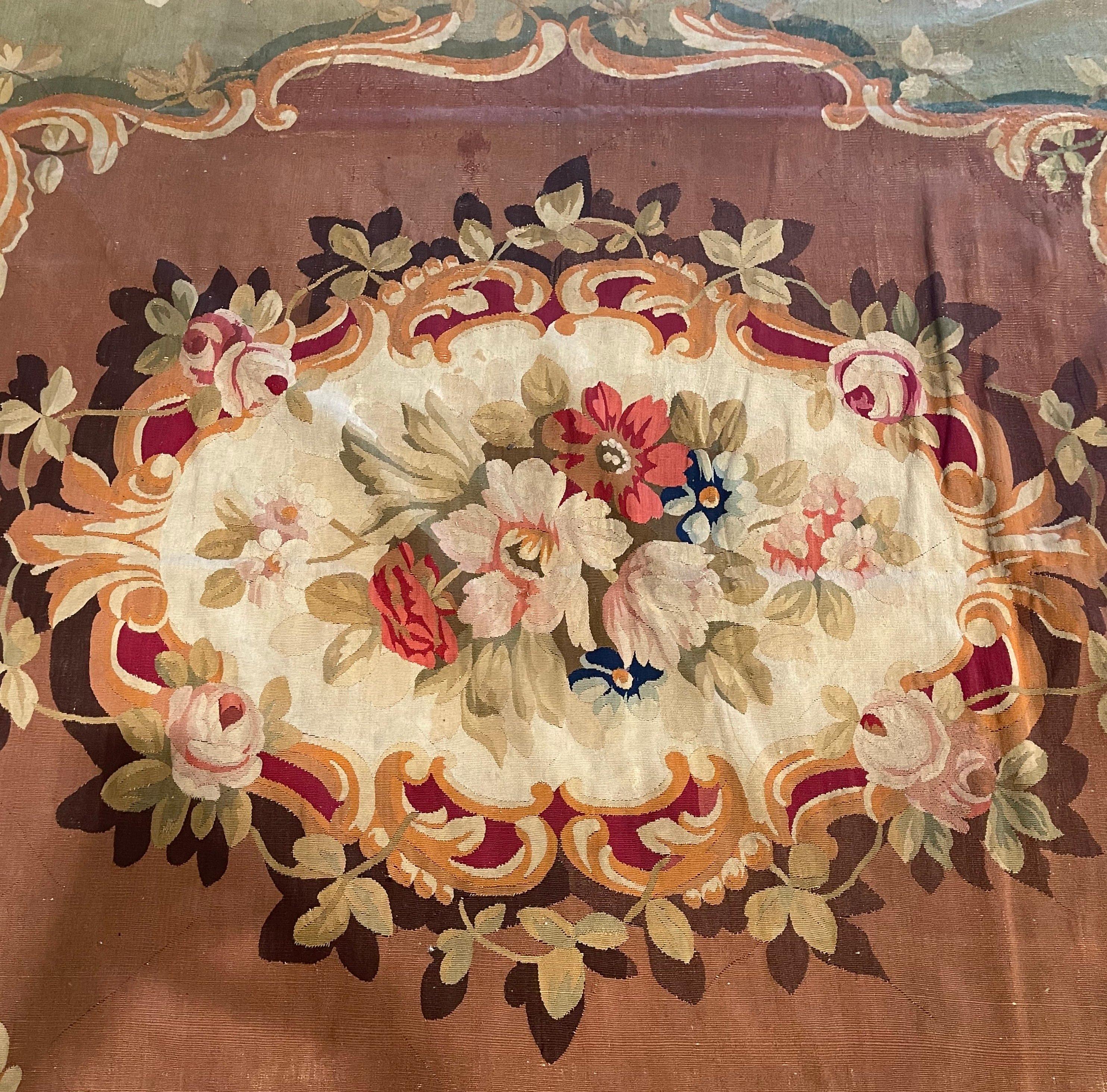 Louis XV 19th Century French Napoleon III Savonnerie Aubusson Floor Rug For Sale