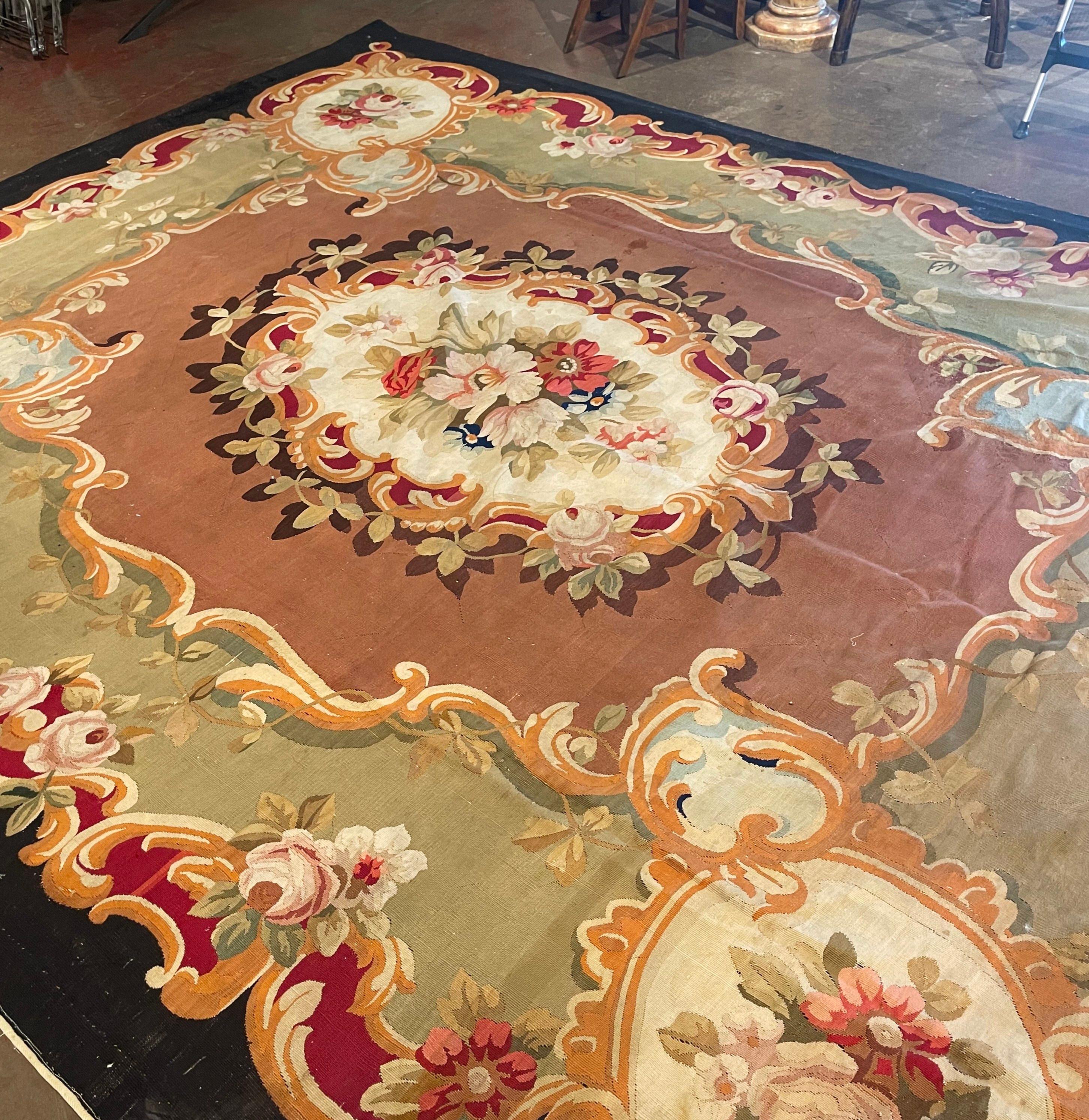 19th Century French Napoleon III Savonnerie Aubusson Floor Rug For Sale 2