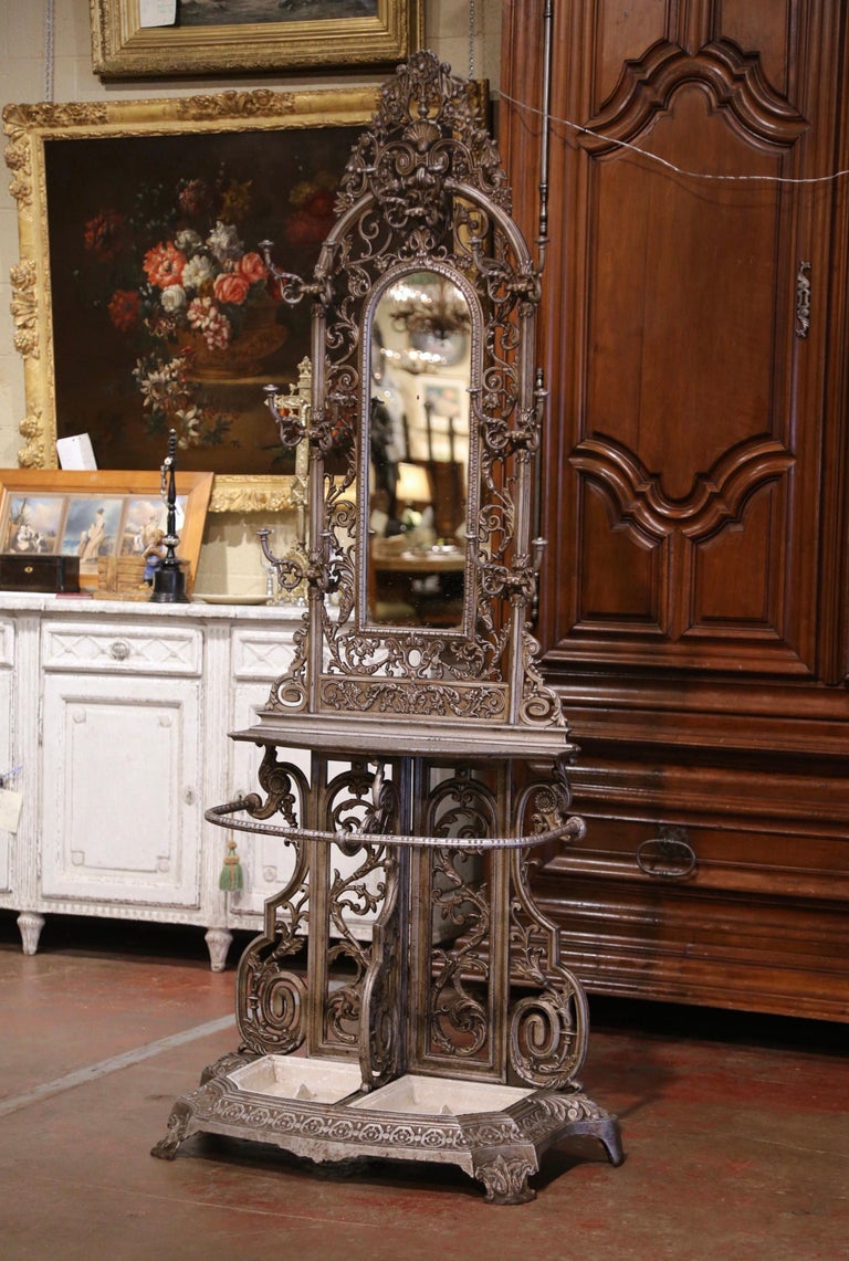 19th Century French Napoleon III Silver Painted Iron Coat and Umbrella