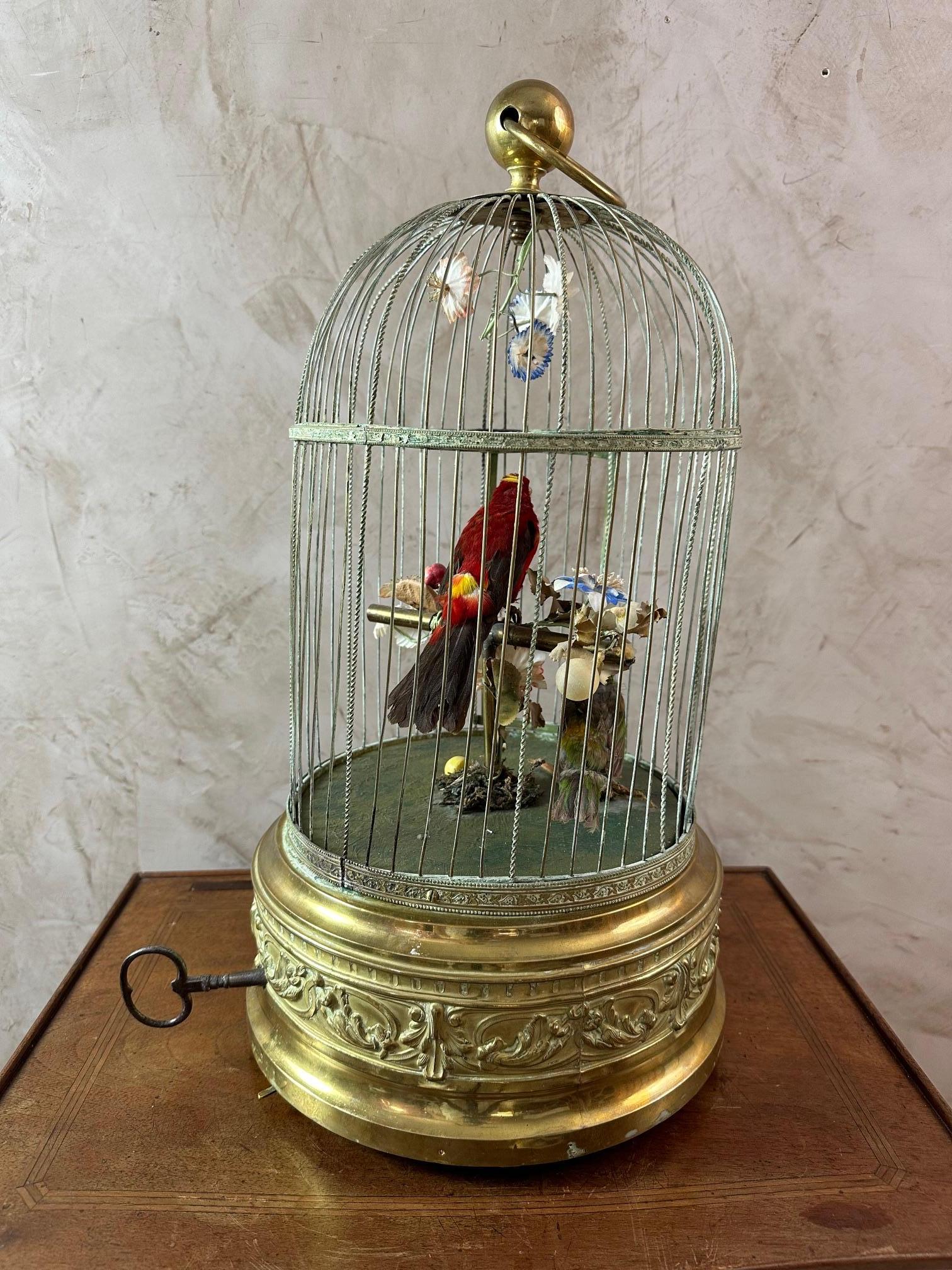 Gabbia in ottone per uccelli canori Napoleone III, XIX secolo, 1870 In condizioni buone in vendita a LEGNY, FR