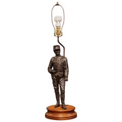 19th Century French Napoleon III Spelter Soldier Figure Table Lamp