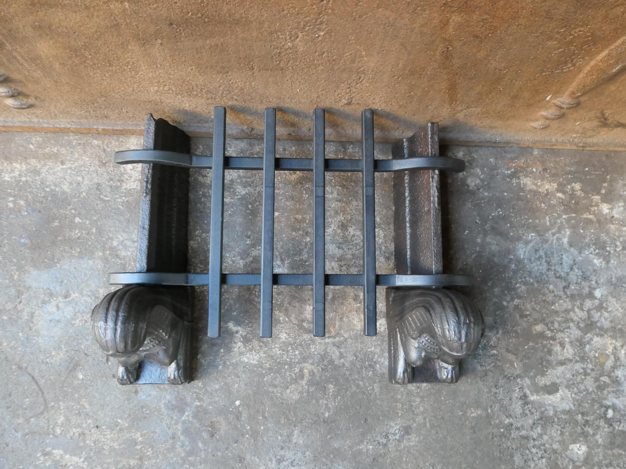 Iron 19th Century French Napoleon III 'Sphinx' Fire Grate, Fireplace, Grate For Sale