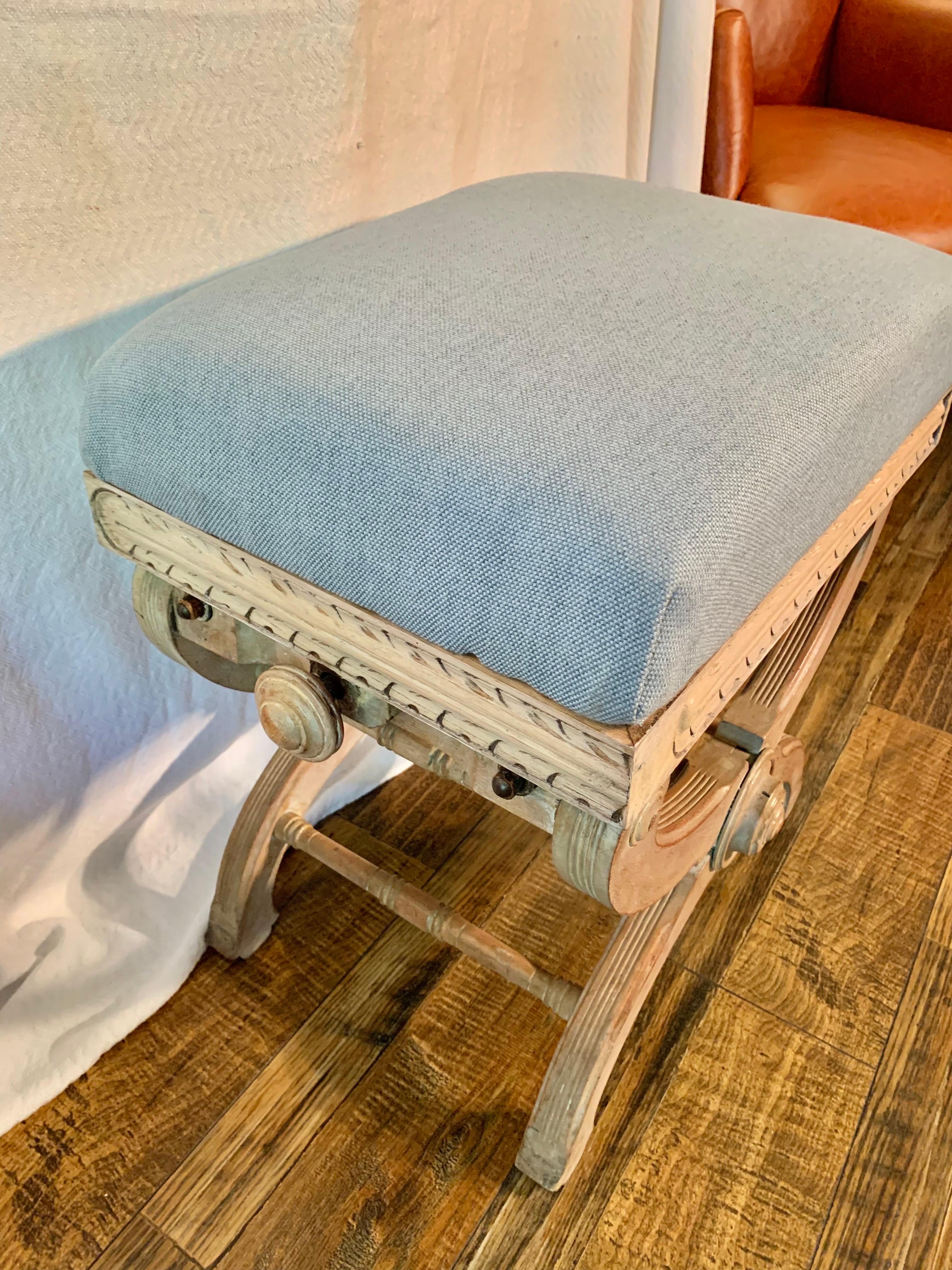 19th Century French Napoleon III Style Adjustable Curule Stool In Good Condition In Burton, TX