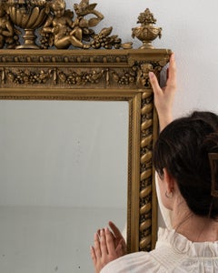 19th Century French Napoleon III Style Glitwood Wooden Wall Mirror