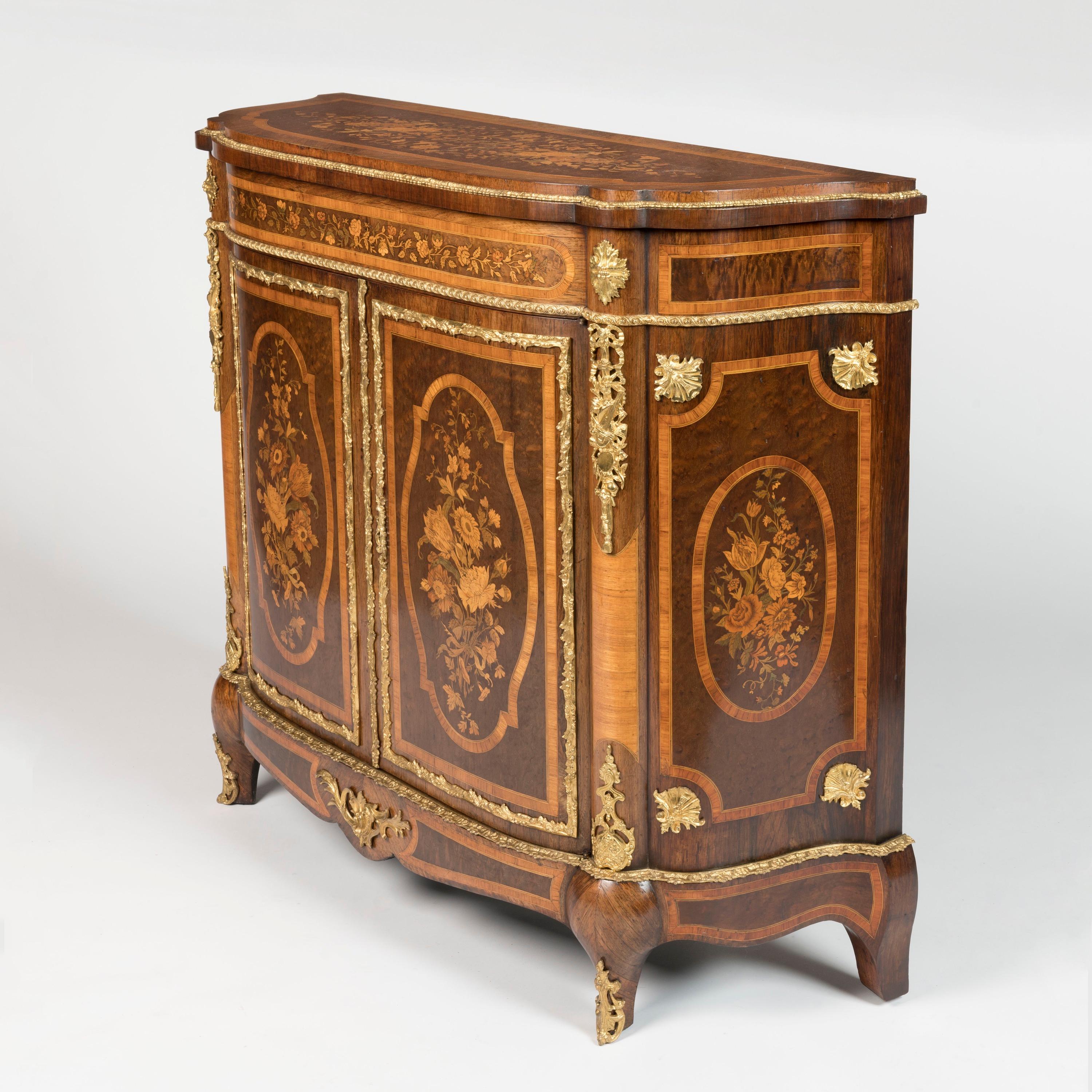 19th Century French Napoleon III Style Marquetry Inlaid Side Cabinet In Good Condition For Sale In London, GB