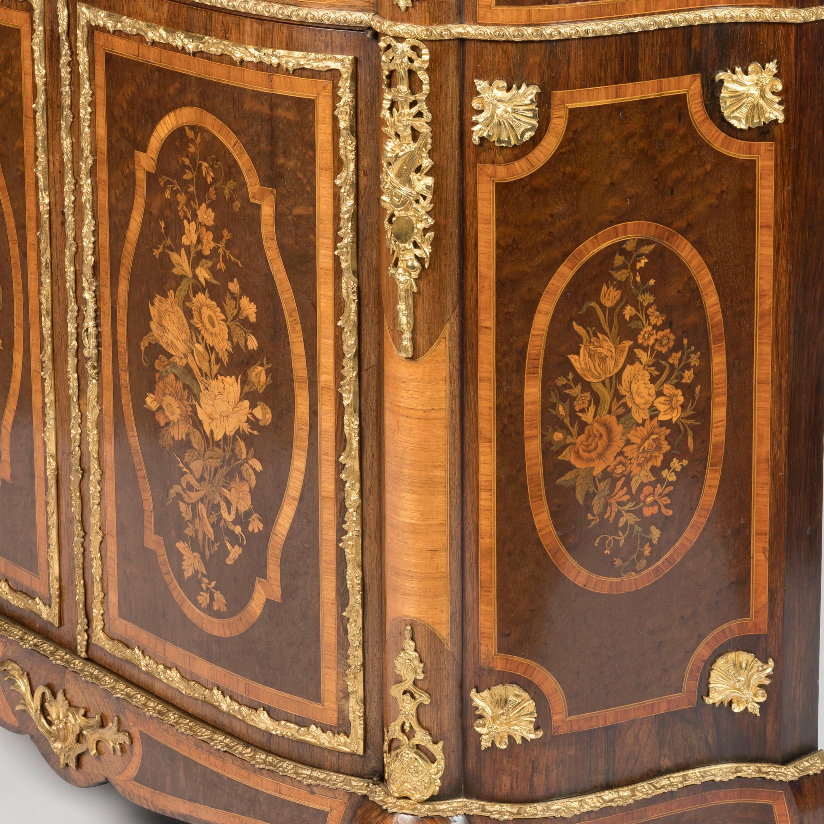 19th Century French Napoleon III Style Marquetry Inlaid Side Cabinet For Sale 2