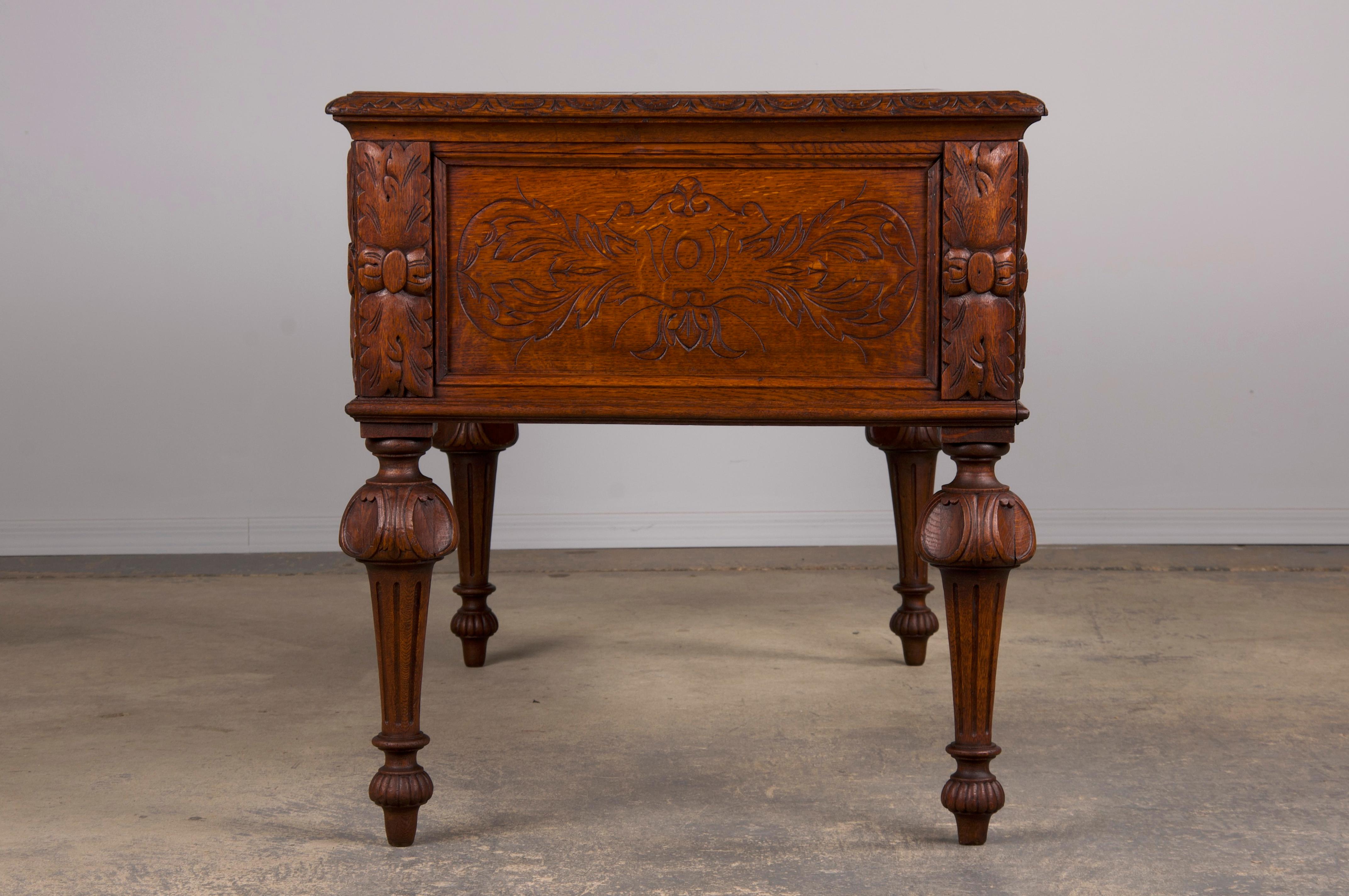 19th Century French Napoleon III Style Oak Writing Desk 8