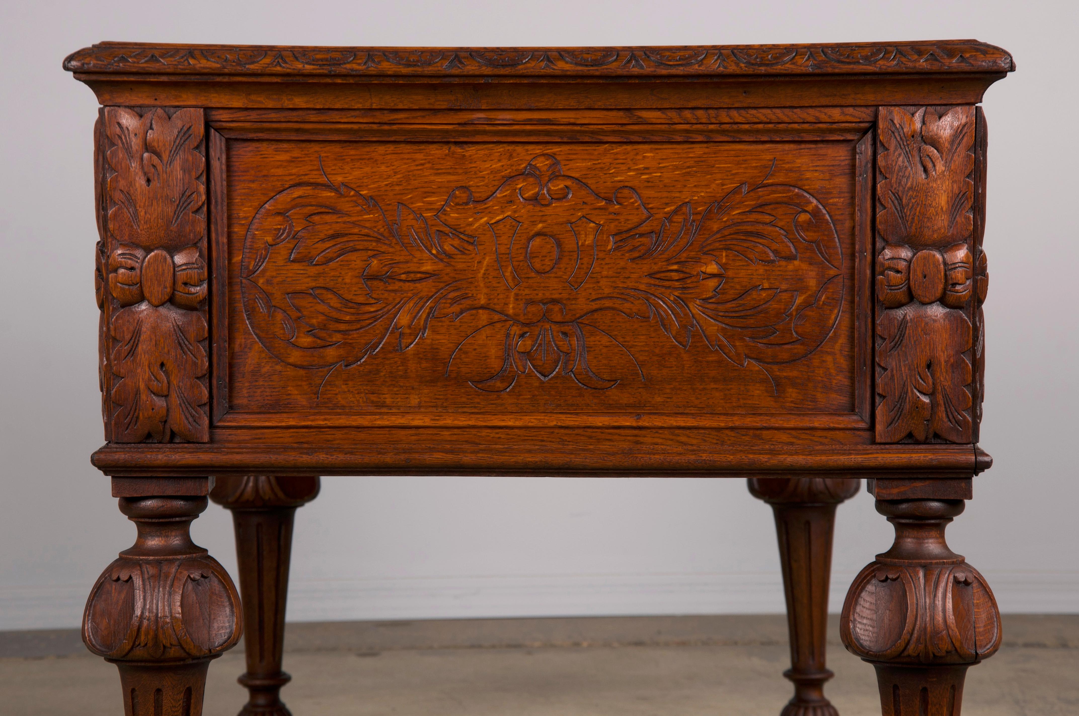 19th Century French Napoleon III Style Oak Writing Desk 9