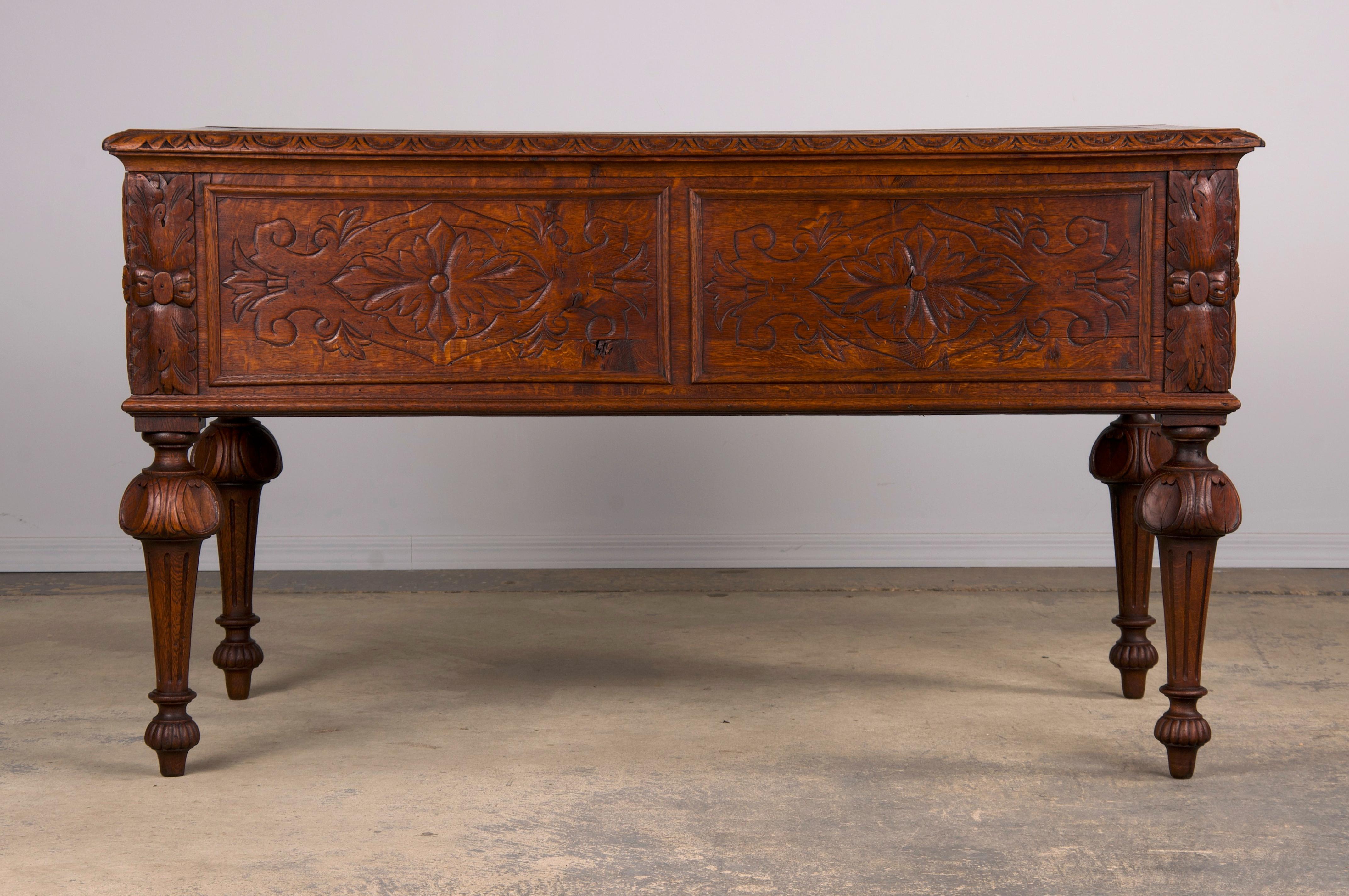 19th Century French Napoleon III Style Oak Writing Desk 10