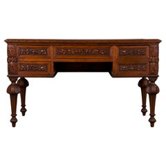 Bureau en chêne du 19e siècle de style Napoléon III français