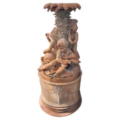 19th Century French Napoleon III Style Terra Cotta Cherubin Central Fountain