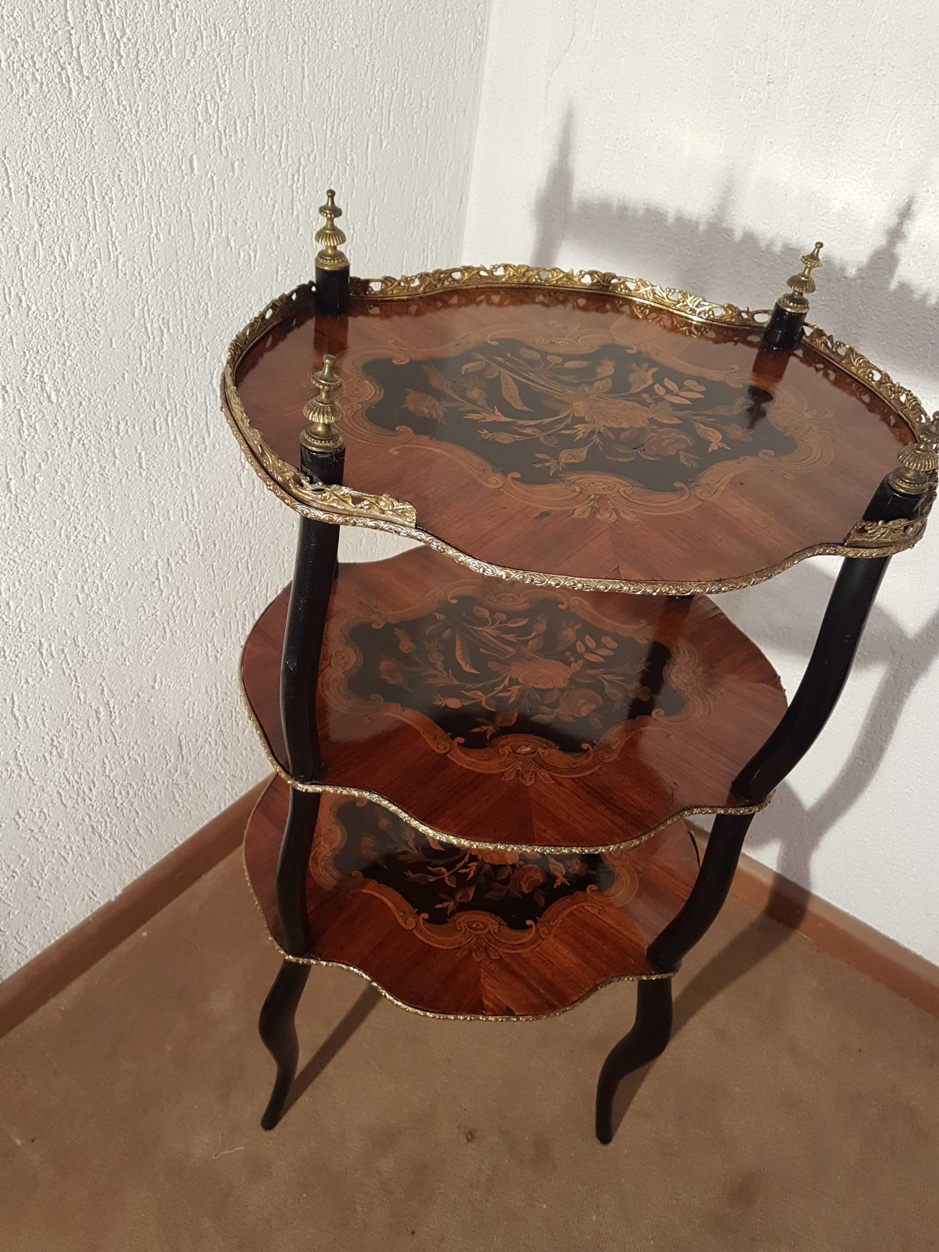 Metal 19th Century French Napoleon III Three-Tier Marquetry Étagère, circa 1860 For Sale