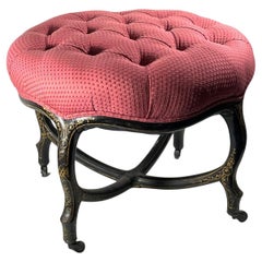 19th Century French Napoleon III Upholstered Ottoman Stool