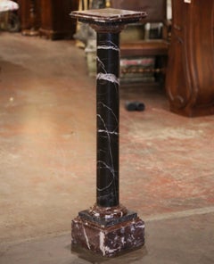 19th Century French Napoleon III Variegated Marble "Selette" Pedestal Table