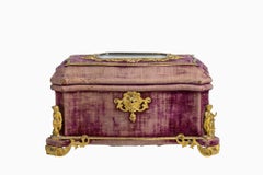 19th Century French Napoleon III Velvet Casket By Maison Alphonse Giroux, Paris