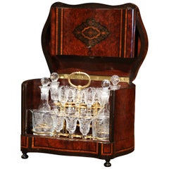 19th Century French Napoleon III Walnut and Burl Complete Cave a Liqueur