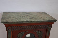 19th Century French Napoleon III Walnut Cabinet or Vetrine with Green Marble Top