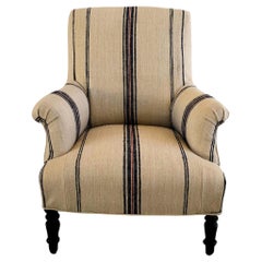 Französischer Napoleon III.-Fauteuil aus Nussbaumholz, Fauteuil mit Pariser Saumstoffsessel, 19. Jahrhundert