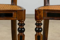 19th Century French Napoleon III Walnut Side Chairs W/ Cane Seats - A Pair