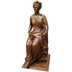 19th  French Sculpture  Napoleón III Walnut Wood , Allegory of Spring