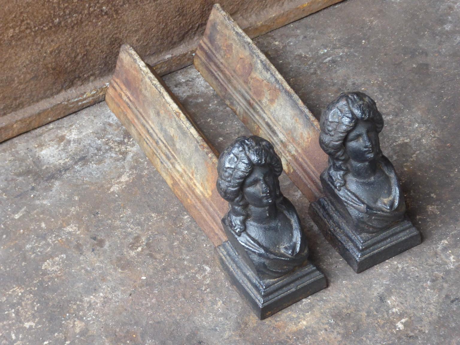 Cast 19th Century French Napoleon III 'Woman' Andirons or Firedogs