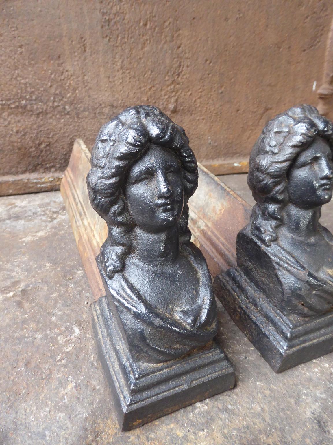 19th Century French Napoleon III 'Woman' Andirons or Firedogs In Good Condition In Amerongen, NL