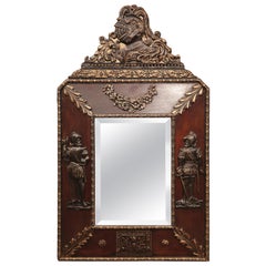 19th Century, French Napoleon III Wood and Tole Repousse Overlay Wall Mirror