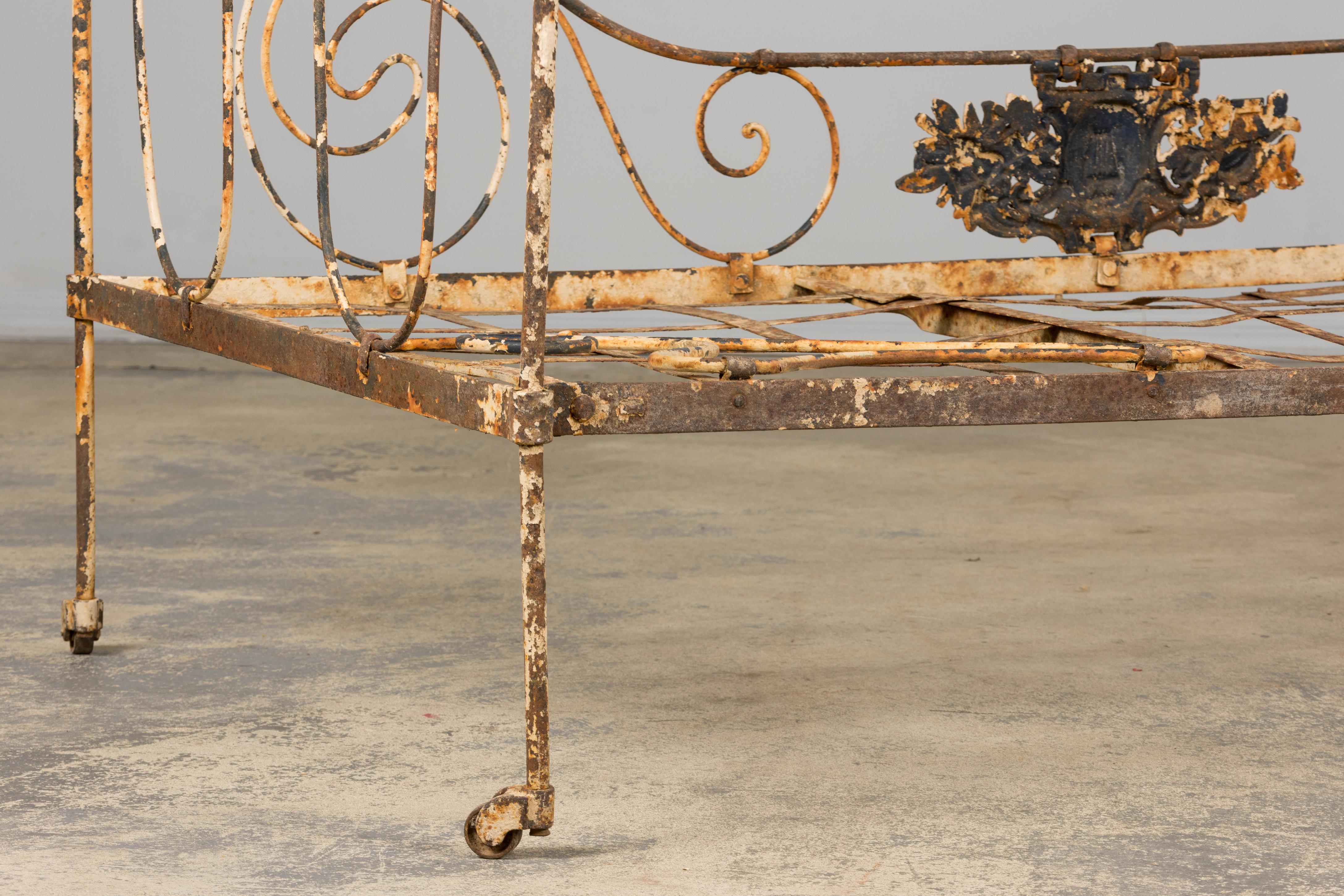 19. Jahrhundert Französisch Napoleon III Schmiedeeisen bemalt im Freien Daybed im Angebot 13