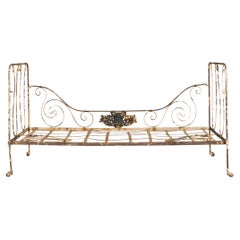 19th Century French Napoleon III Wrought Iron Painted Outdoor Daybed
