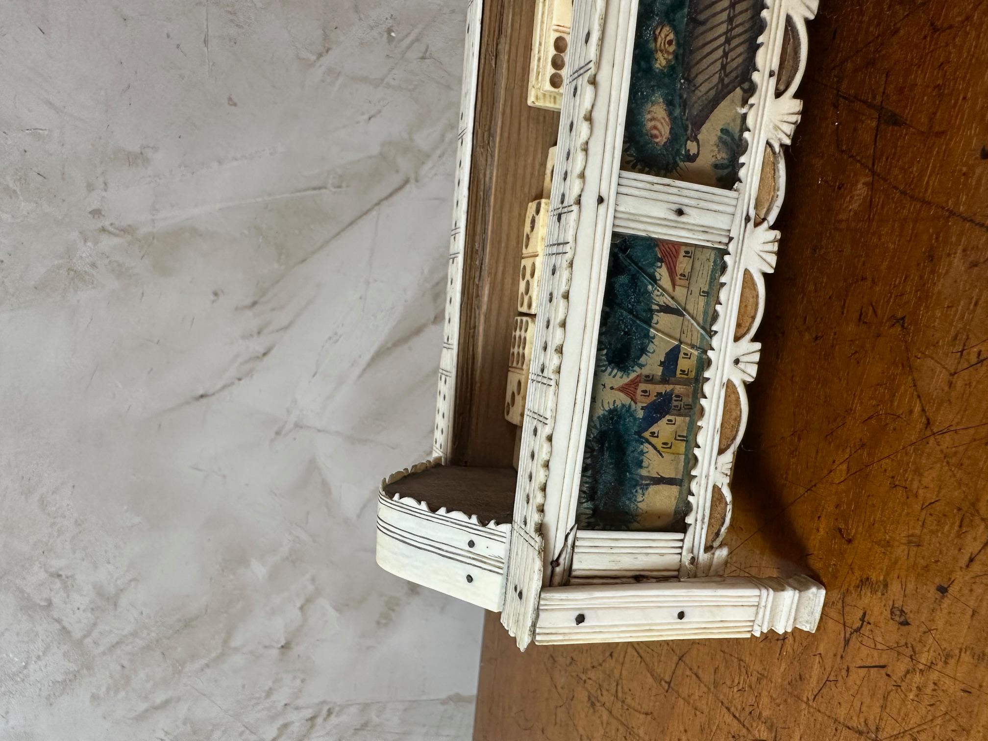 19th century French Napoleon War Soldier Work Domino Painted Basket, 1820s For Sale 15