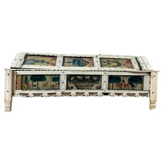 19th century French Napoleon War Soldier Work Domino Painted Basket, 1820s