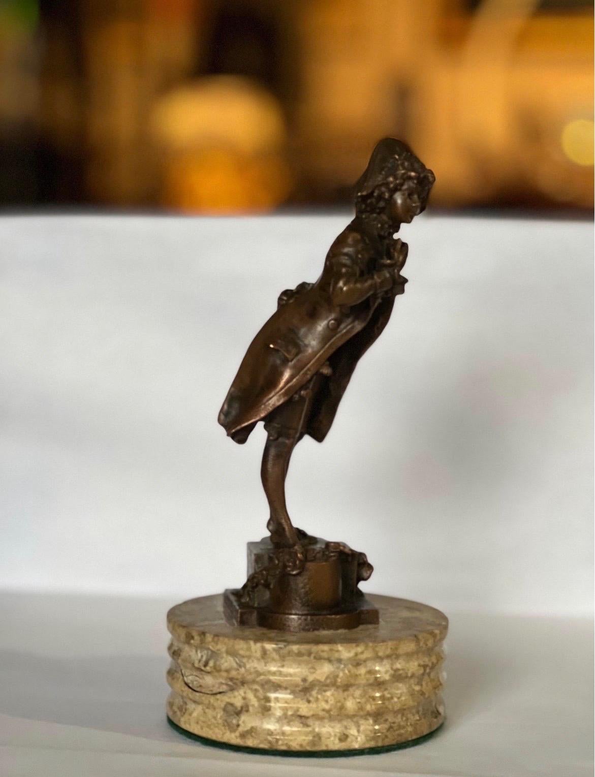19th Century French Napoleonic Era Dressed Bronze Figurine In Good Condition For Sale In Atlanta, GA