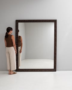 19th Century French Natural Wood Floor Mirror Large