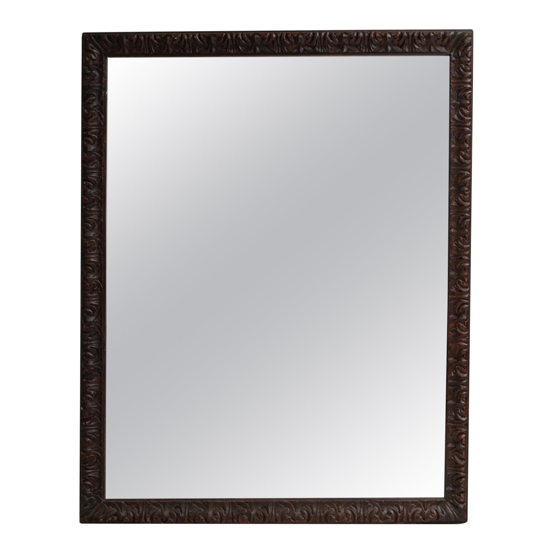 19th Century French Natural Wood Floor Mirror Large