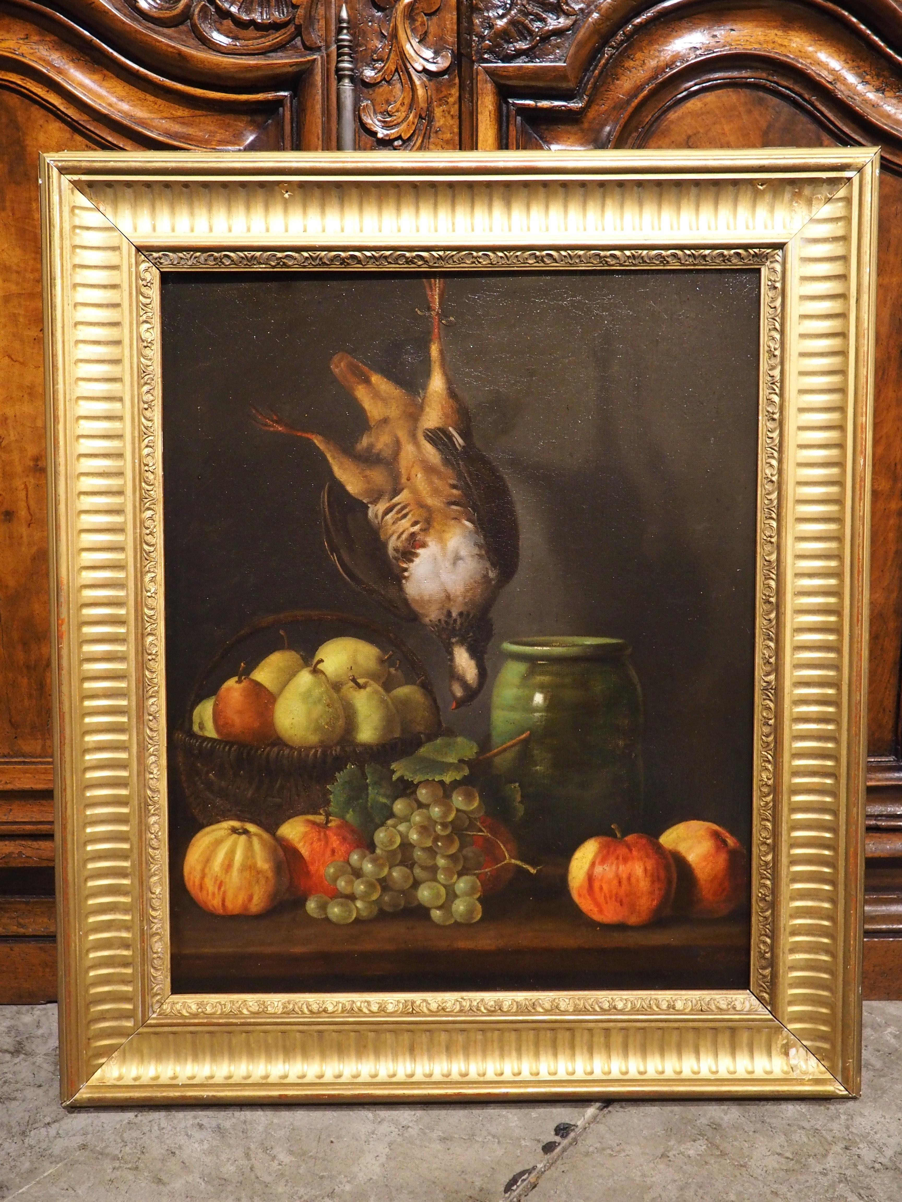 19th Century French Nature Morte Oil on Canvas Painting in Giltwood Frame 10