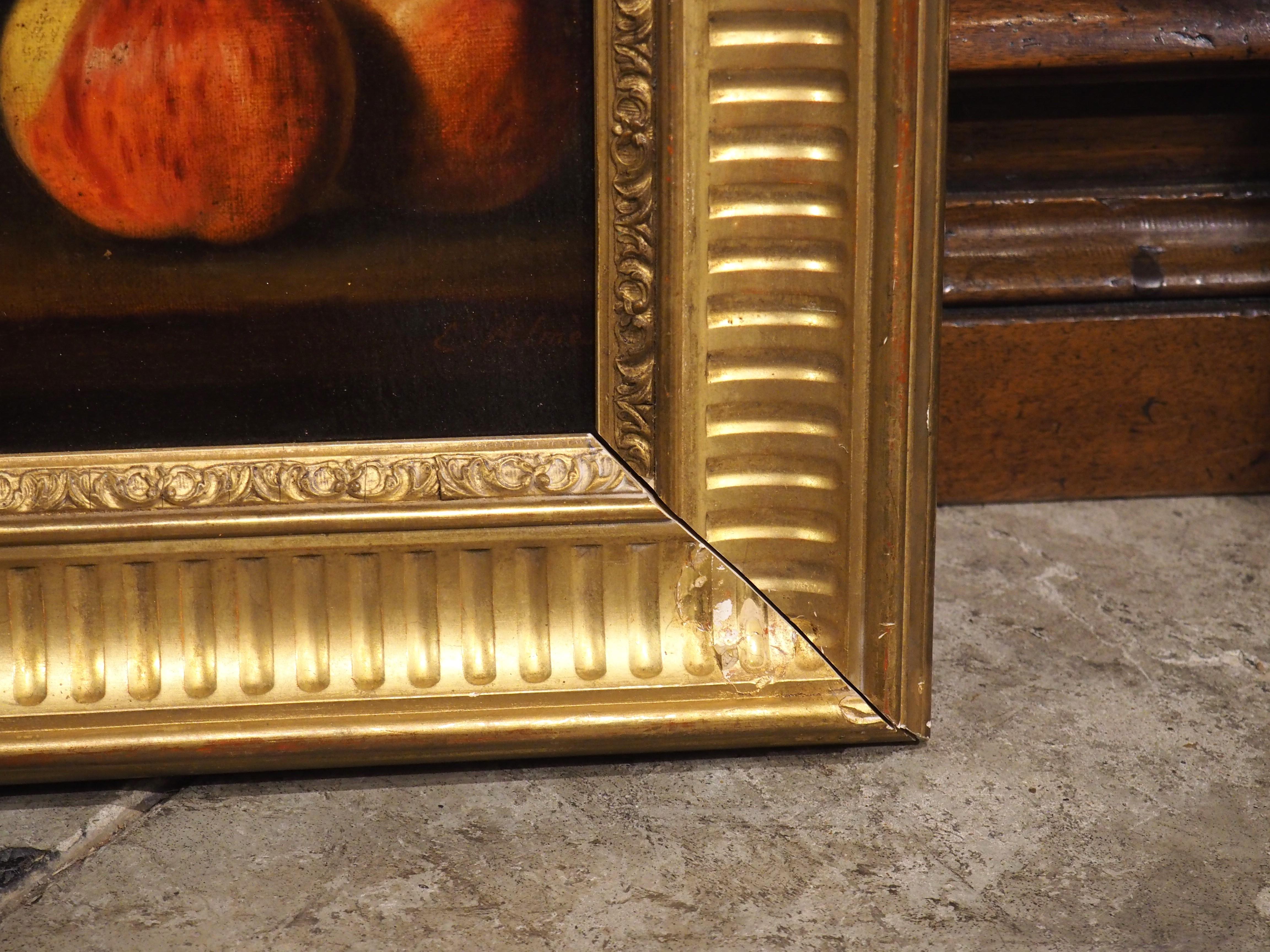 19th Century French Nature Morte Oil on Canvas Painting in Giltwood Frame In Good Condition In Dallas, TX