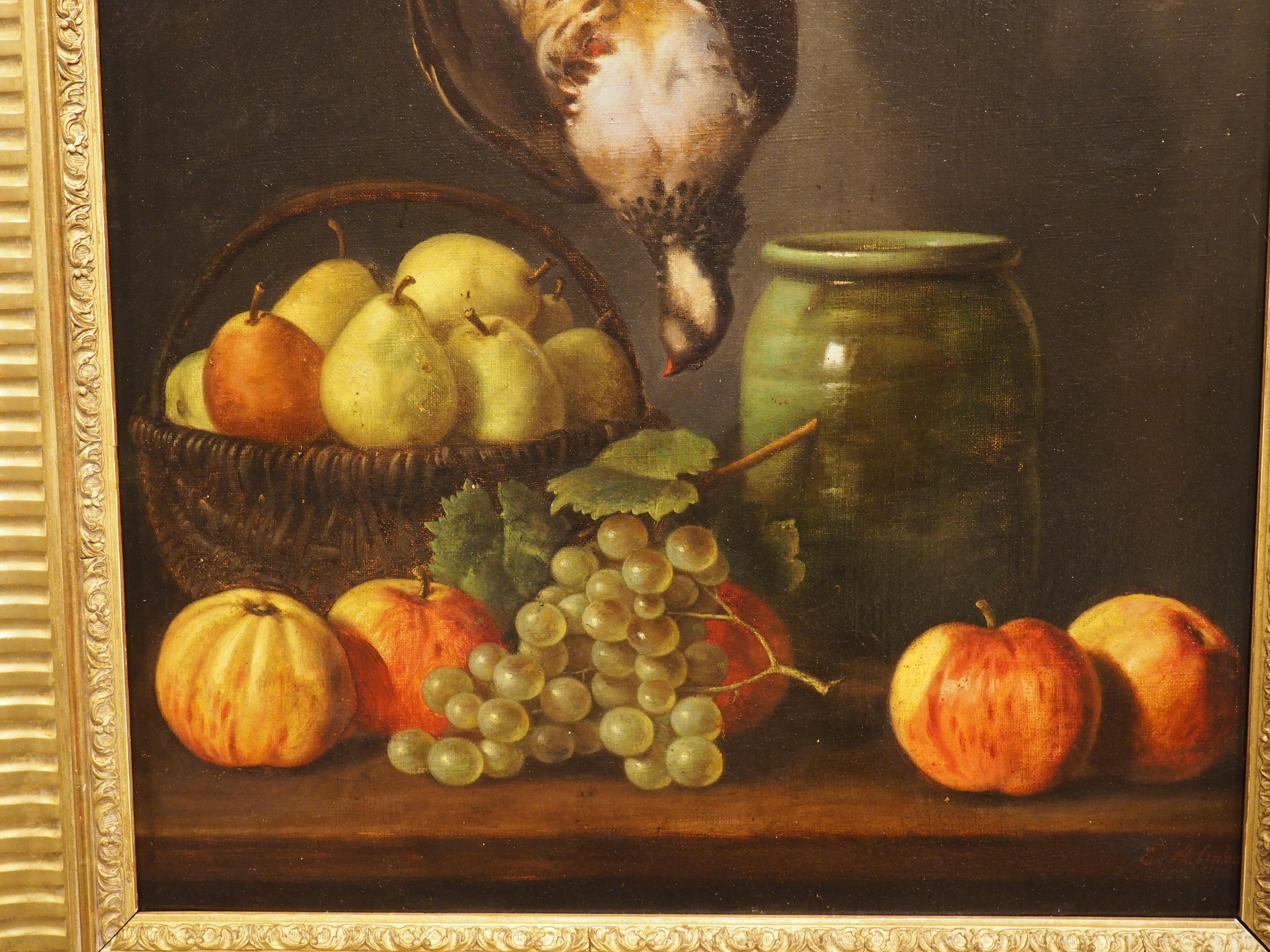 19th Century French Nature Morte Oil on Canvas Painting in Giltwood Frame 5