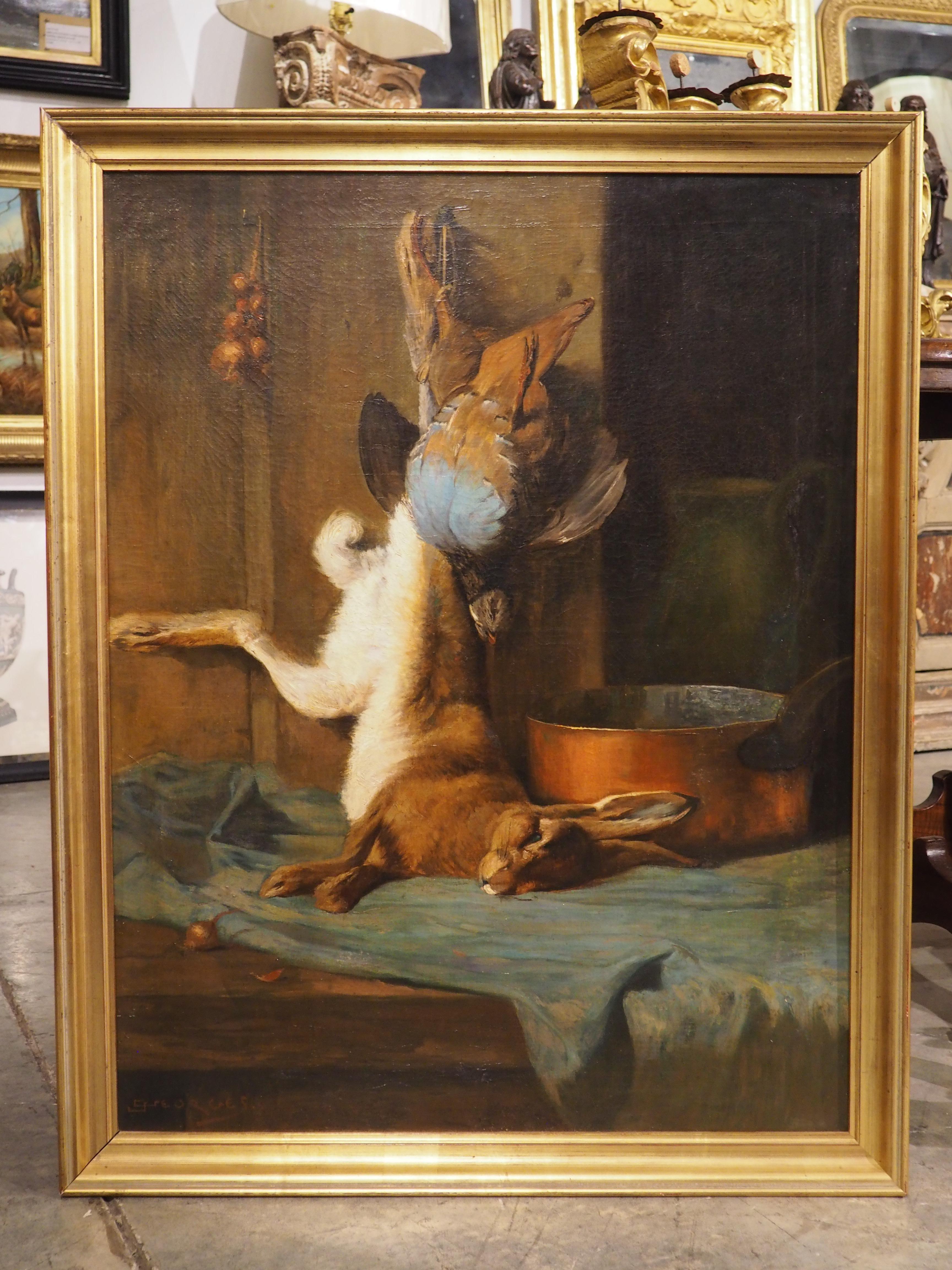 19th Century French Nature Morte Oil Painting in Giltwood Frame, Signed Georges For Sale 8