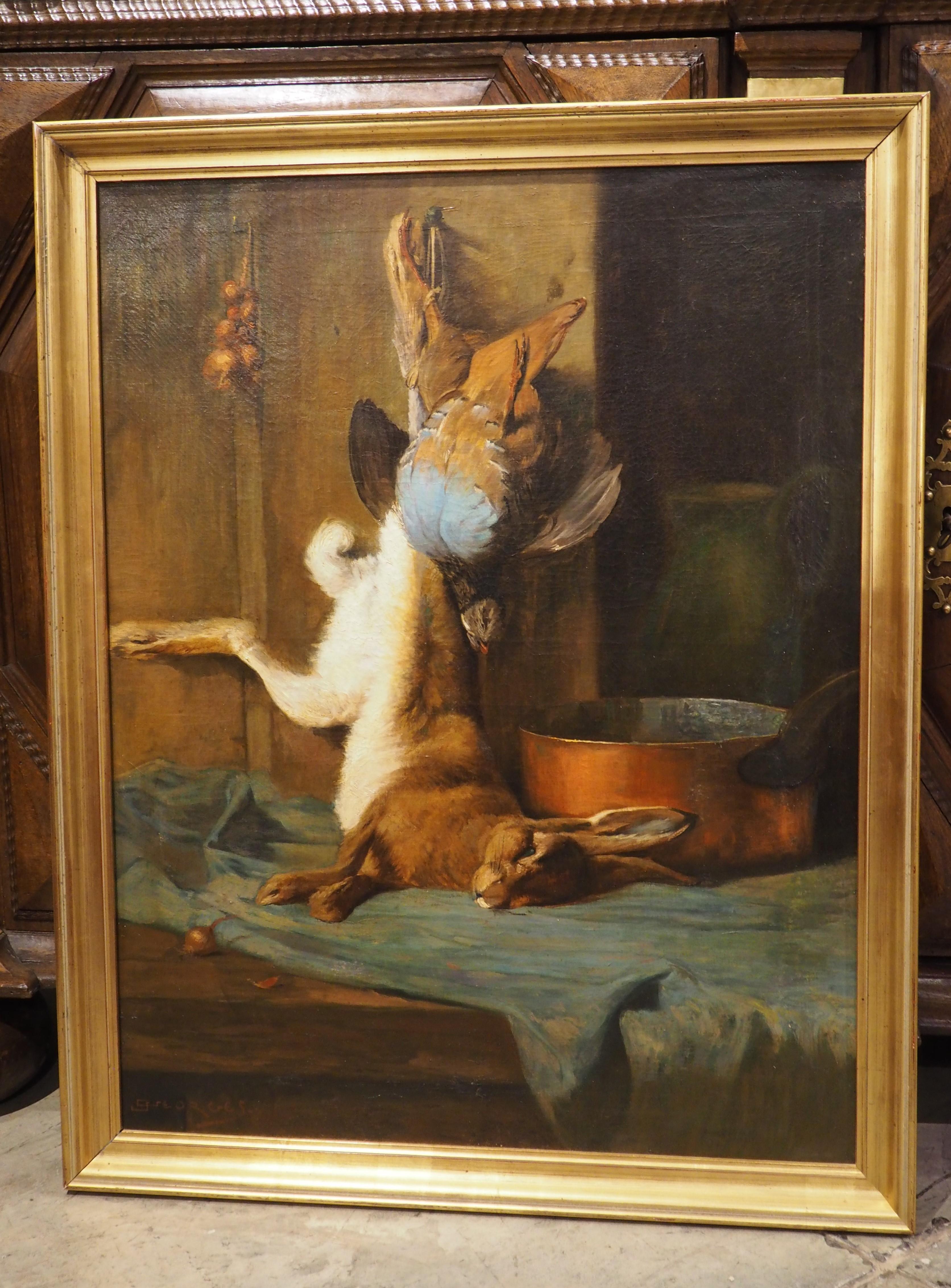 19th Century French Nature Morte Oil Painting in Giltwood Frame, Signed Georges For Sale 11