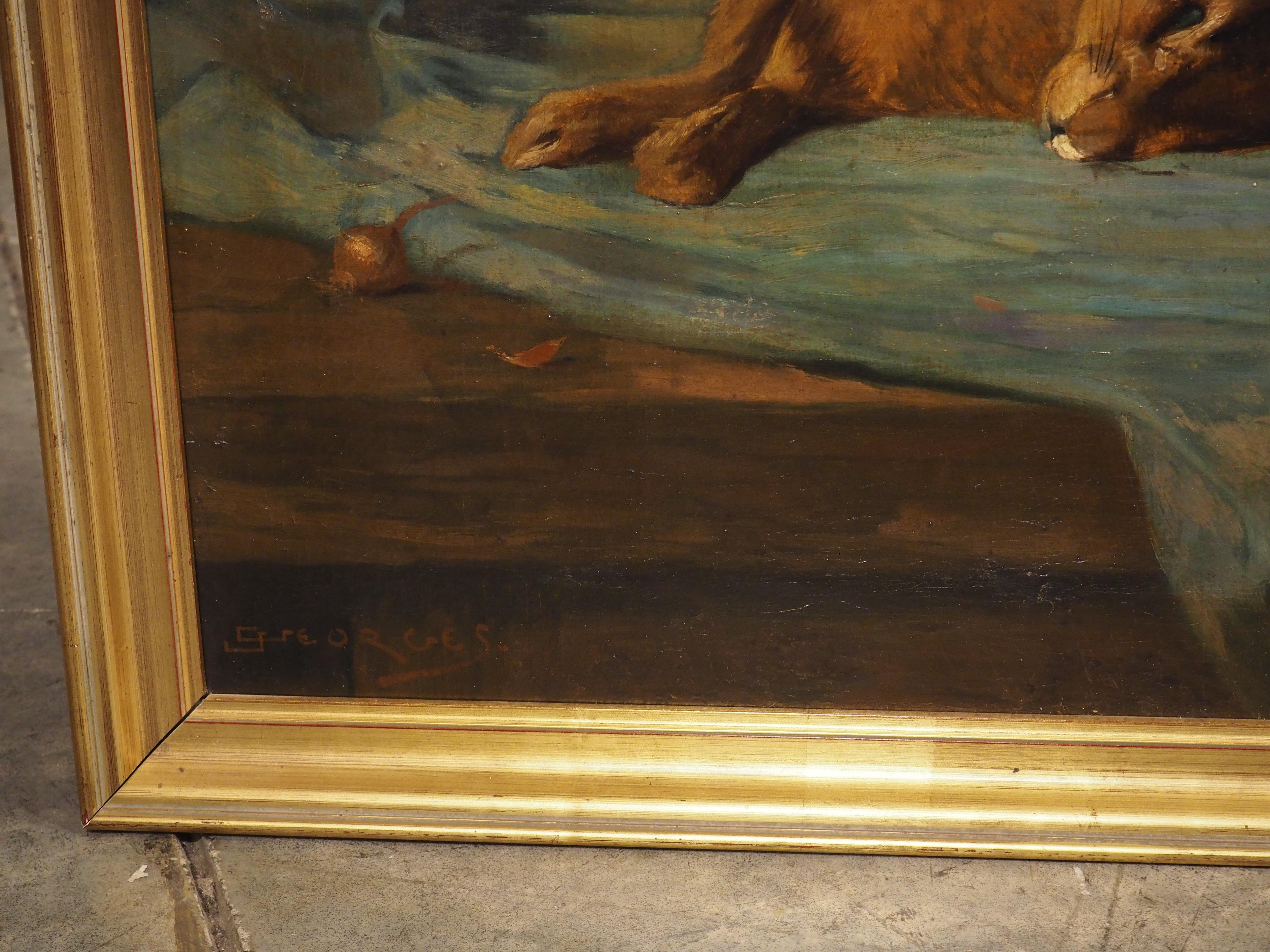 19th Century French Nature Morte Oil Painting in Giltwood Frame, Signed Georges In Good Condition For Sale In Dallas, TX
