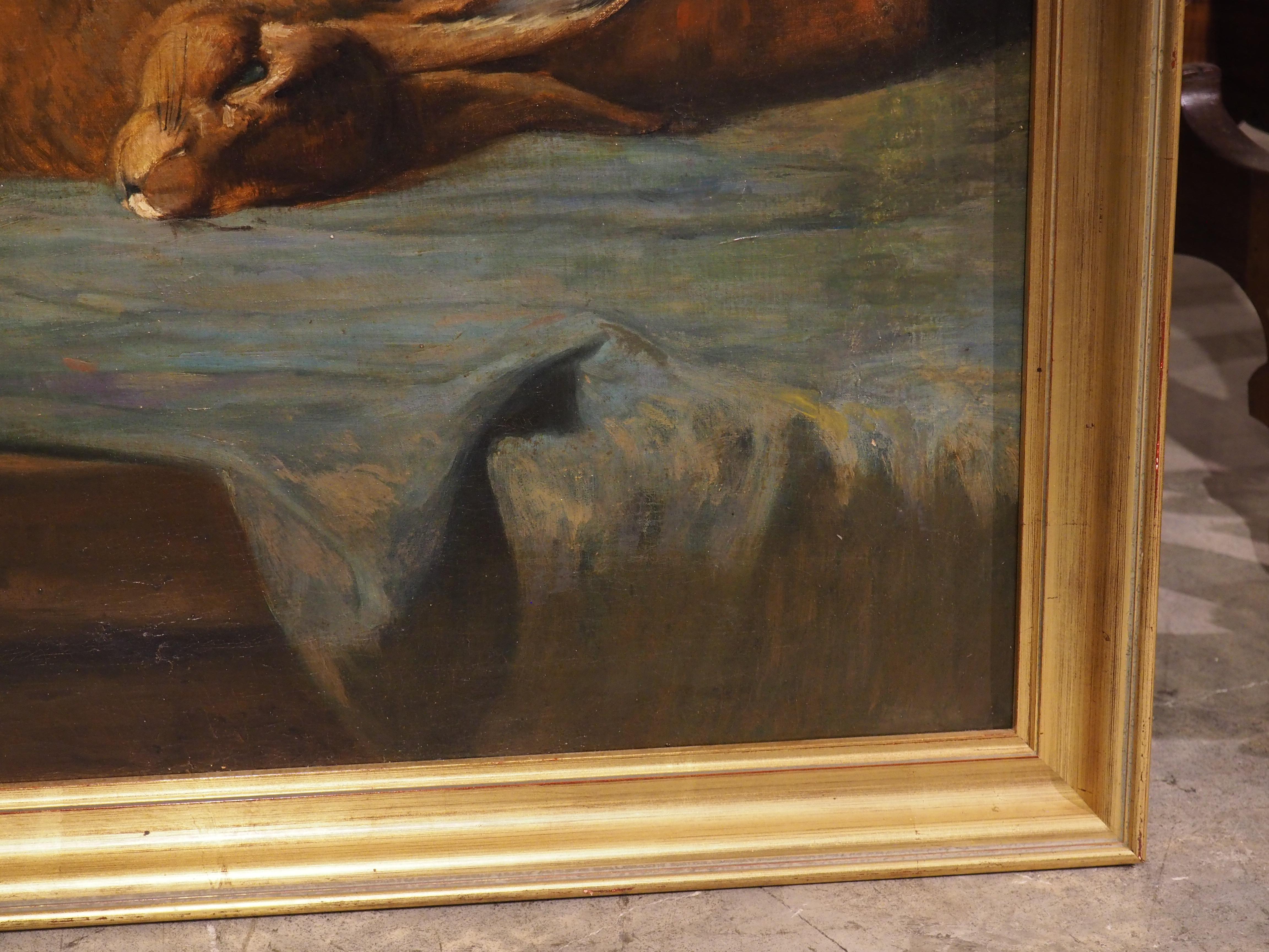 Canvas 19th Century French Nature Morte Oil Painting in Giltwood Frame, Signed Georges For Sale