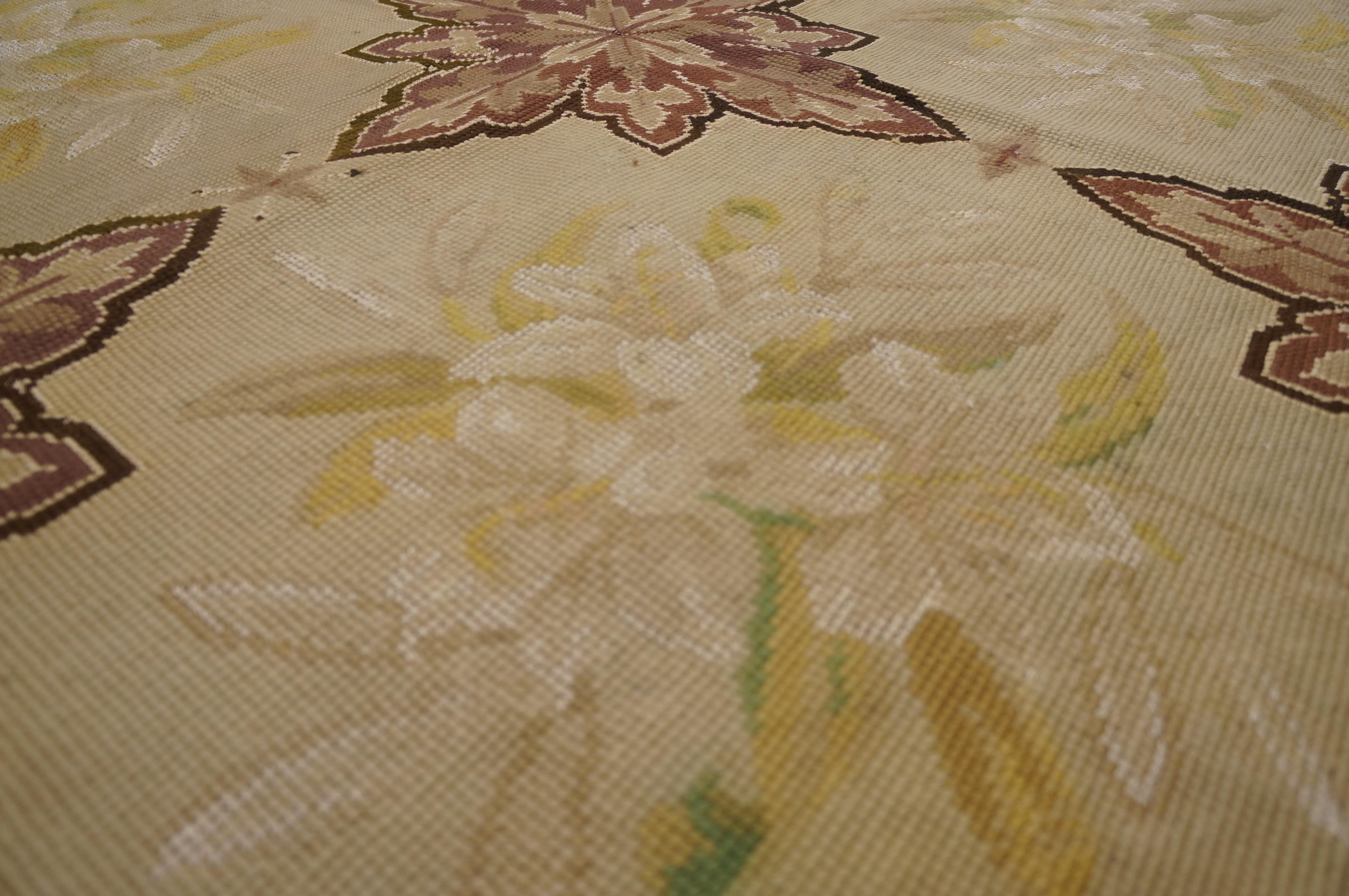 19th Century French Needlepoint Carpet ( 7'4
