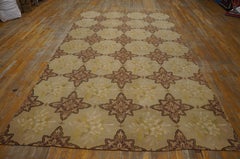 1880s Ivory 4Star Antique French Needlepoint Silk Carpet 7'4"x12'4" Weave Rug