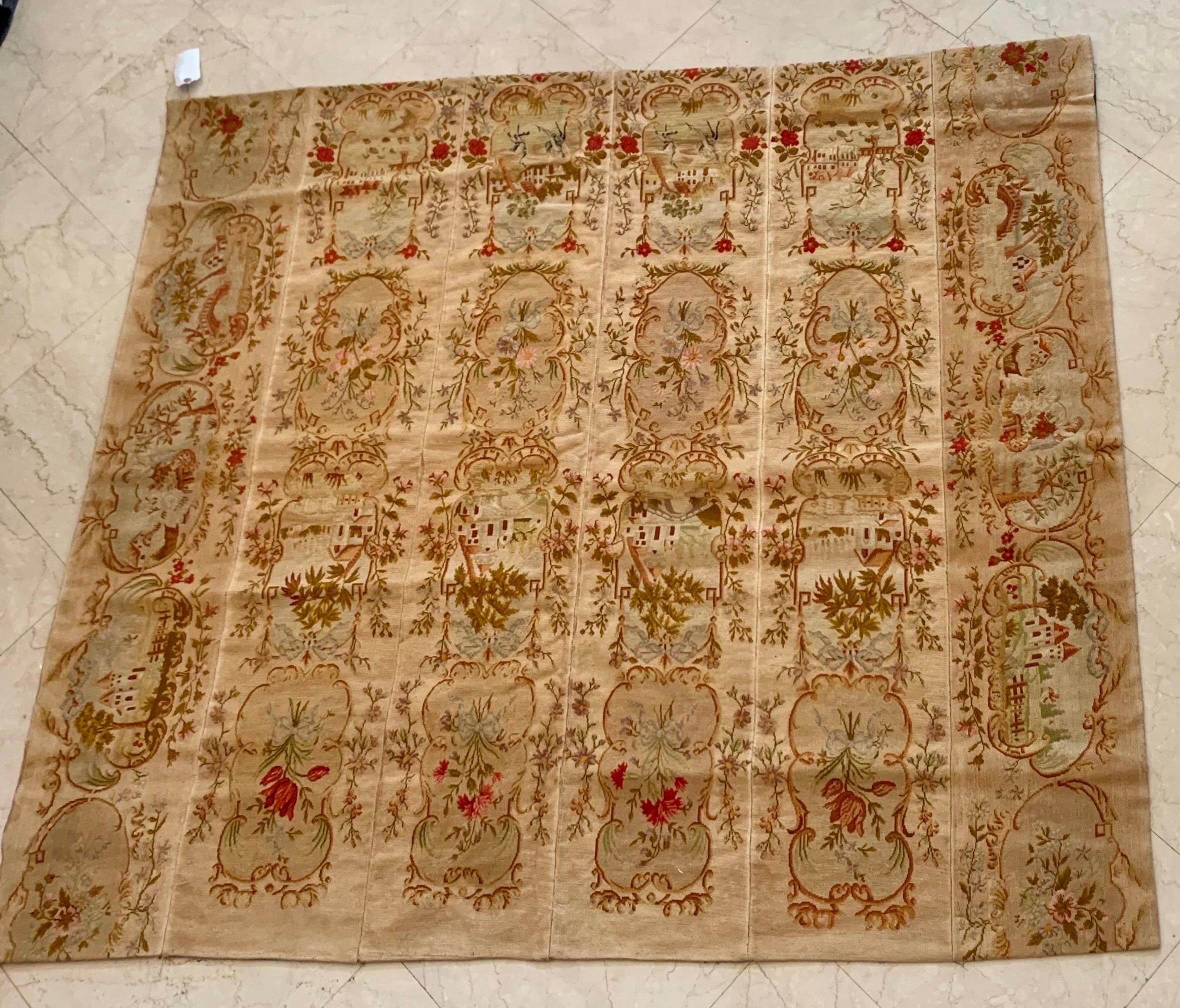 19th Century French Needlepoint Louis Philippe Provincial Decorative Tapestry  For Sale 1