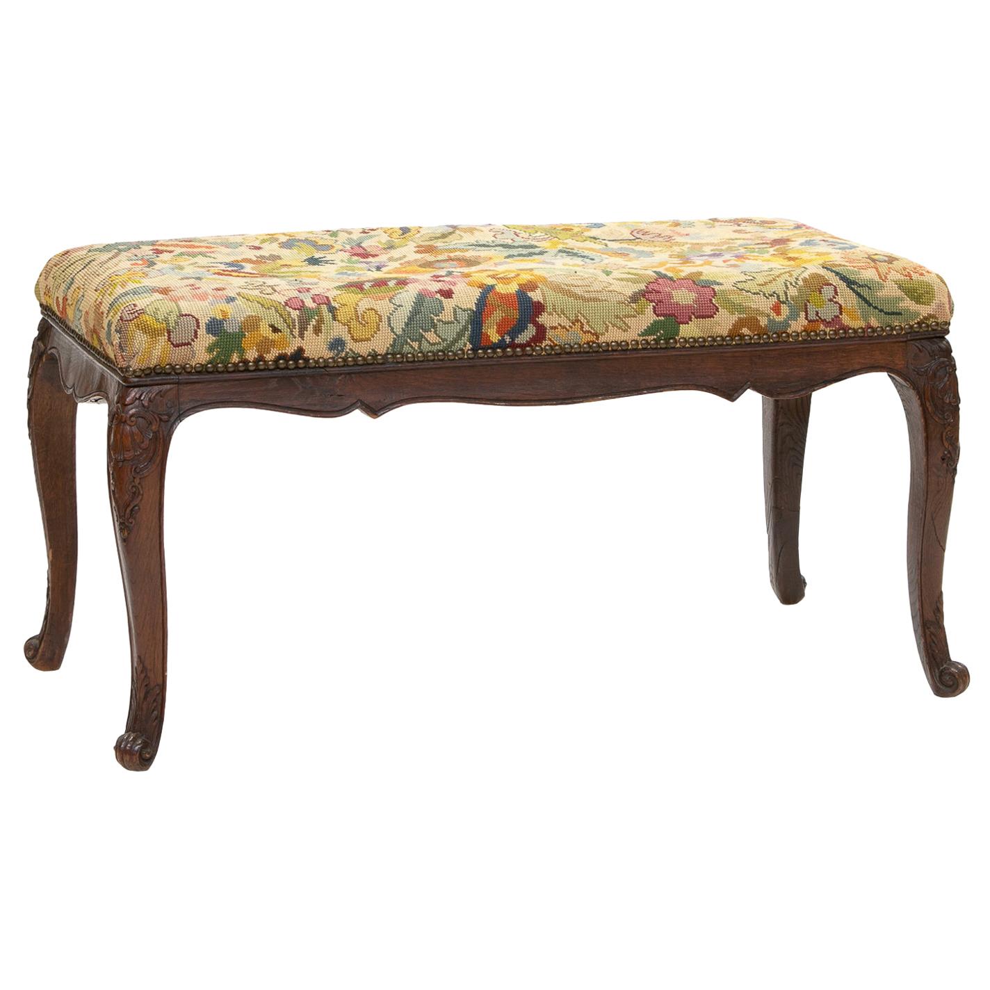 19th Century French Needlepoint Tapestry Bench