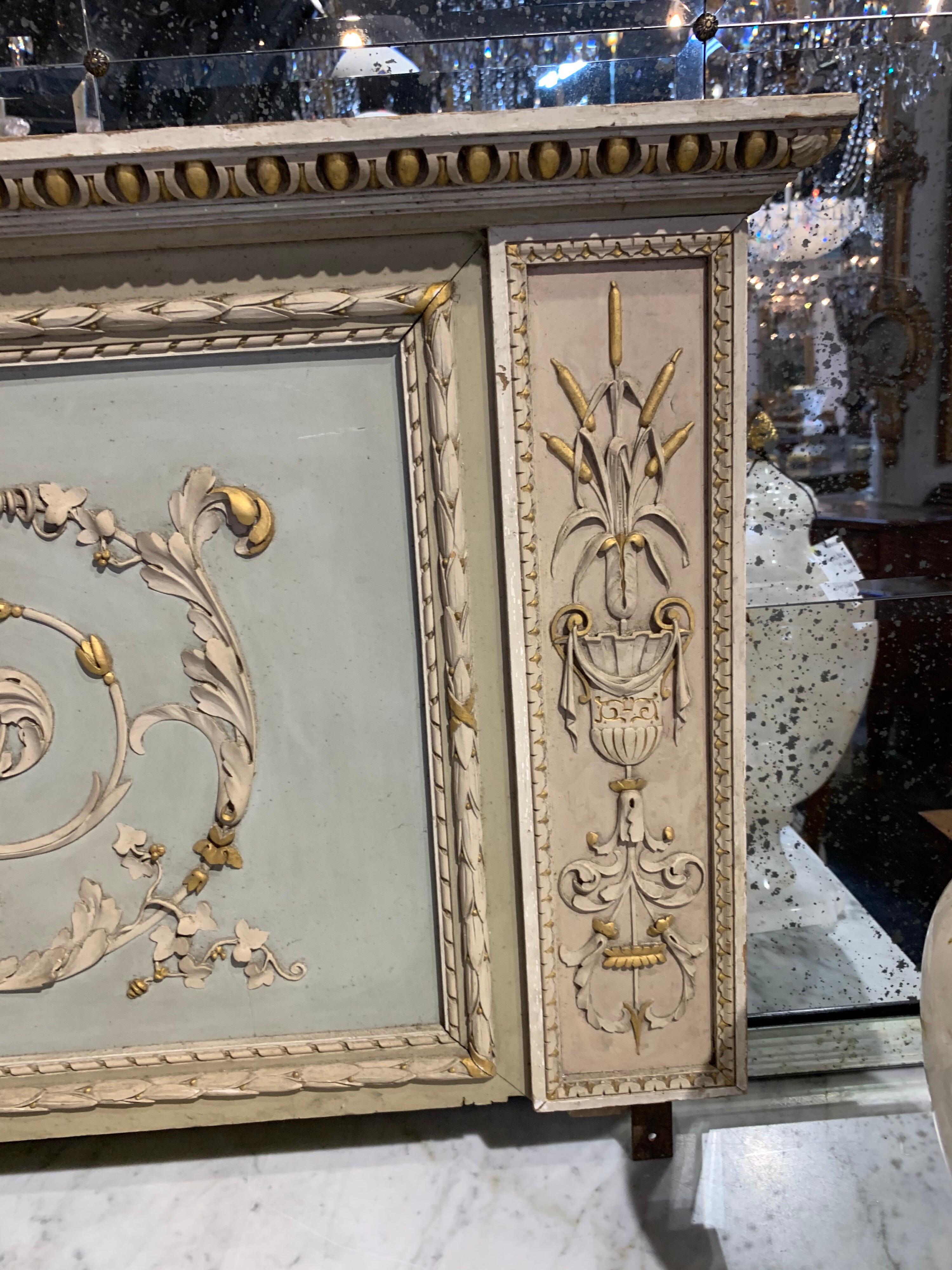 19th Century French Neoclassical Carved and Painted Panel In Good Condition In Dallas, TX