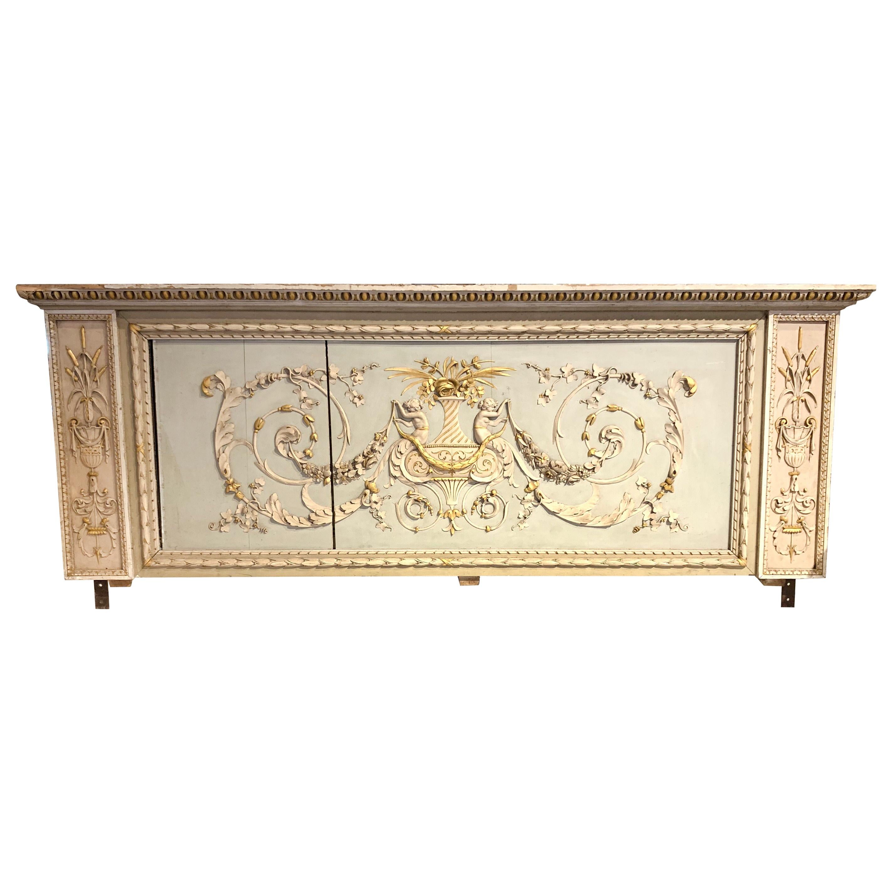19th Century French Neoclassical Carved and Painted Panel