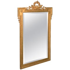 19th Century French Neoclassical Gilt Mirror with Original Bevelled Glass